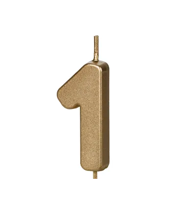 Świeczka urodzinowa Cyferka 1 - 4,5 cm - złoty