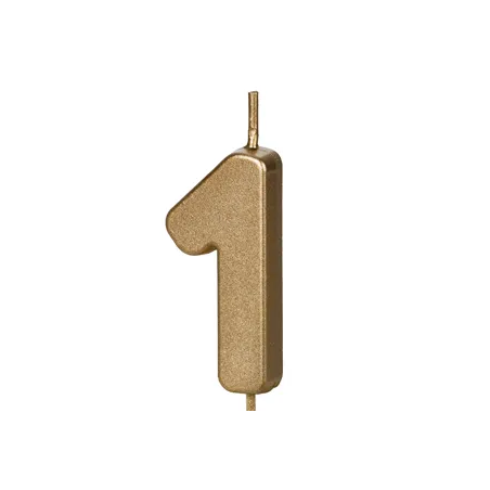 Świeczka urodzinowa Cyferka 1 - 4,5 cm - złoty