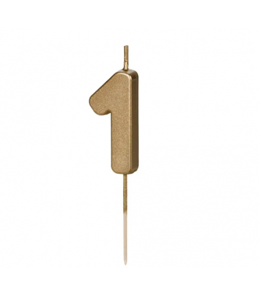 Świeczka urodzinowa Cyferka 1 - 4,5 cm - złoty