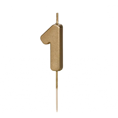 Świeczka urodzinowa Cyferka 1 - 4,5 cm - złoty