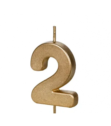 Świeczka urodzinowa Cyferka 2 - 4,5 cm - złoty