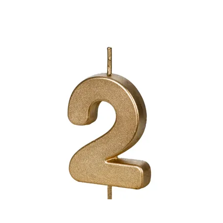 Świeczka urodzinowa Cyferka 2 - 4,5 cm - złoty