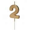 Świeczka urodzinowa Cyferka 2 - 4,5 cm - złoty