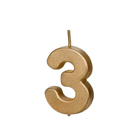 Świeczka urodzinowa Cyferka 3 - 4,5 cm - złoty