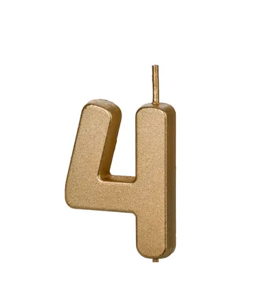 Świeczka urodzinowa Cyferka 4 - 4,5 cm - złoty