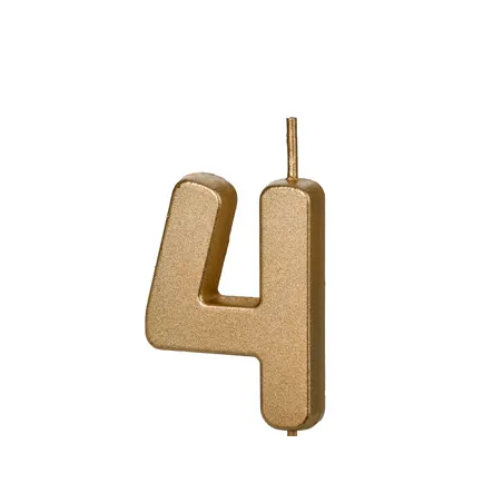 Świeczka urodzinowa Cyferka 4 - 4,5 cm - złoty