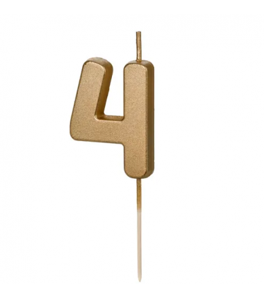 Świeczka urodzinowa Cyferka 4 - 4,5 cm - złoty