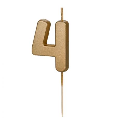 Świeczka urodzinowa Cyferka 4 - 4,5 cm - złoty