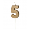 Świeczka urodzinowa Cyferka 5 - 4,5 cm - złoty