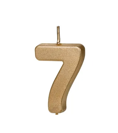 Świeczka urodzinowa Cyferka 7 - 4,5 cm - złoty
