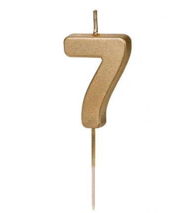 Świeczka urodzinowa Cyferka 7 - 4,5 cm - złoty