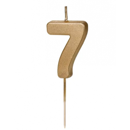 Świeczka urodzinowa Cyferka 7 - 4,5 cm - złoty