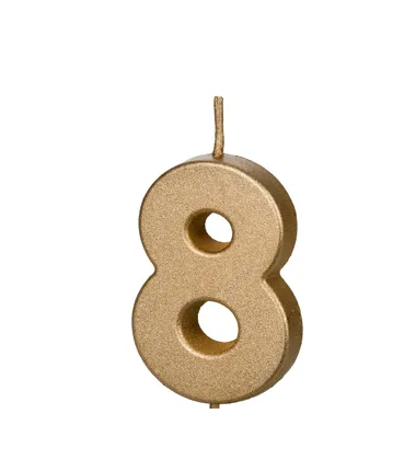 Świeczka urodzinowa Cyferka 8 - 4,5 cm - złoty