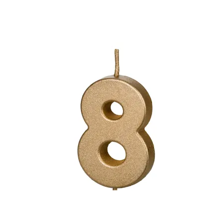 Świeczka urodzinowa Cyferka 8 - 4,5 cm - złoty