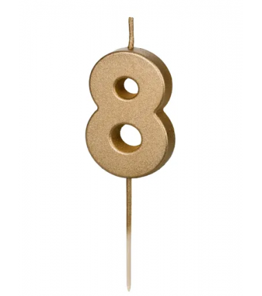 Świeczka urodzinowa Cyferka 8 - 4,5 cm - złoty