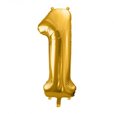 Balon foliowy Cyfra 1 - 86 cm - Złoty