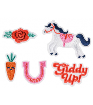Naprasowanki Giddy up - koń, róża - 5 sztuk