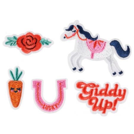 Naprasowanki Giddy up - koń, róża - 5 sztuk