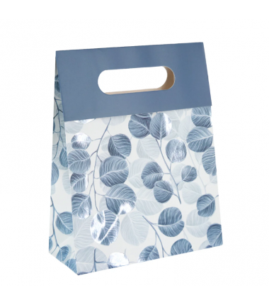 Torebka na prezenty Flora mała 12x20x6 cm - eukaliptus