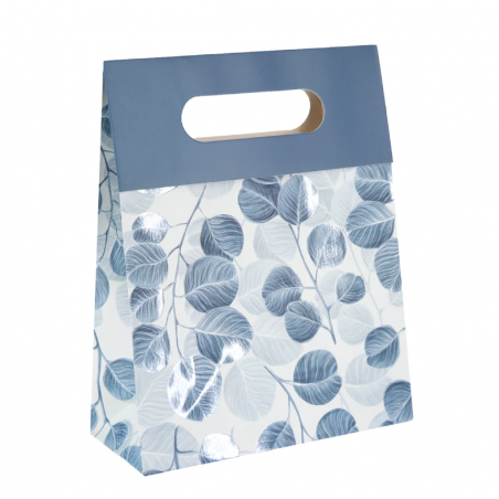 Torebka na prezenty Flora mała 12x20x6 cm - eukaliptus