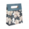 Torebka na prezenty Flora mała 12x20x6 cm - kwiaty białe