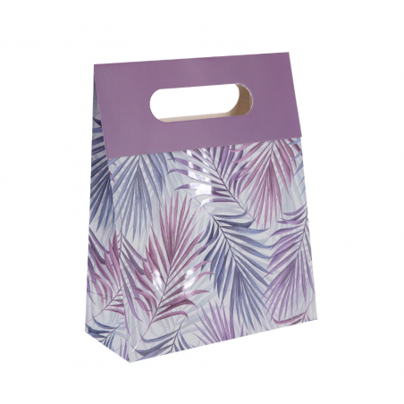 Torebka na prezenty Flora mała 12x20x6 cm - liście