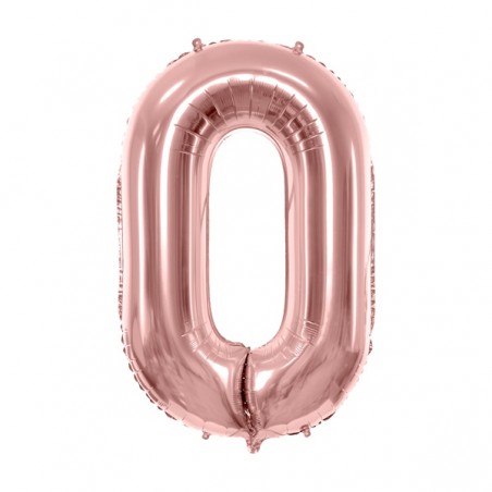 Balon foliowy Cyfra 0 - 86 cm - Różowe Złoto