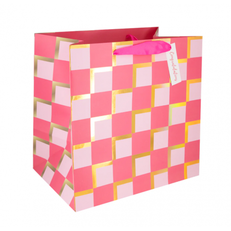 Torebka na prezenty z szerokim dnem Congratulations mała 16x16x16 - kwardaty