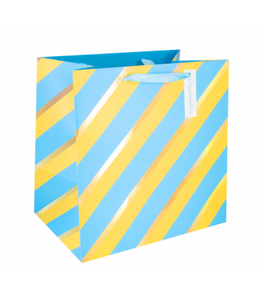 Torebka na prezenty z szerokim dnem Congratulations mała 16x16x16 - paski