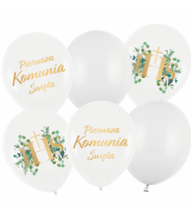 Zestaw balonów napis komunia święta - 6 sztuk