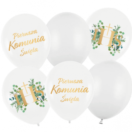 Zestaw balonów napis komunia święta - 6 sztuk