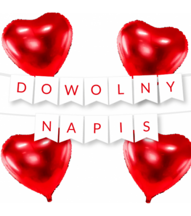 Zestaw balonów - Dowolny napis WALENTYNKI
