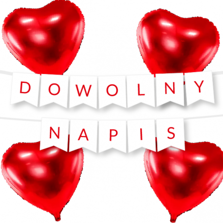 Zestaw balonów - Dowolny napis WALENTYNKI