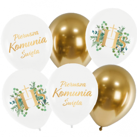Zestaw balonów KOMUNIA - 6 sztuk