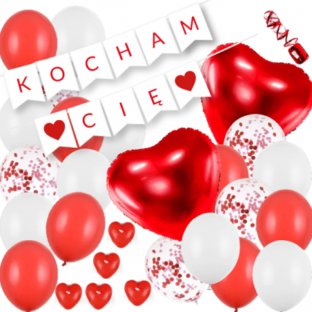 Zestaw KOCHAM CIĘ - 22 balony