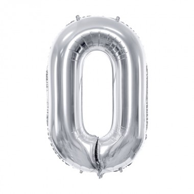 Balon foliowy Cyfra 0 - 86 cm - Srebrny