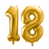 Balony foliowe Cyfra 18 - 86 cm - Złoty