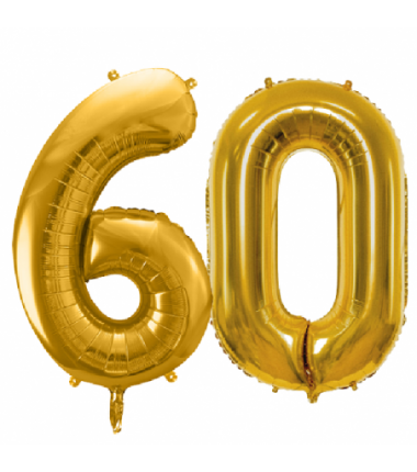 Balony foliowe Cyfra 60 - 86 cm - Złoty