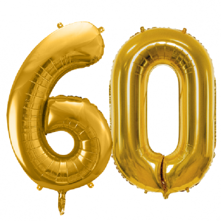 Balony foliowe Cyfra 60 - 86 cm - Złoty