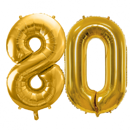 Balony foliowe Cyfra 80 - 86 cm - Złoty