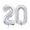 Balony foliowe Cyfra 20 - 86 cm - Srebrny