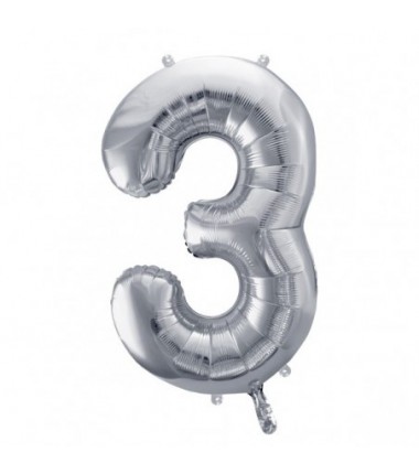 Balony foliowe Cyfra 30 - 86 cm - Srebrny