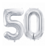 Balony foliowe Cyfra 50 - 86 cm - Srebrny