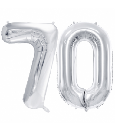 Balony foliowe Cyfra 70 - 86 cm - Srebrny