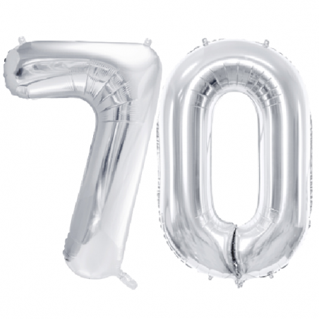 Balony foliowe Cyfra 70 - 86 cm - Srebrny