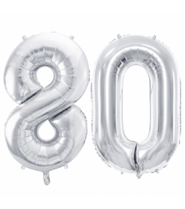 Balony foliowe Cyfra 80 - 86 cm - Srebrny