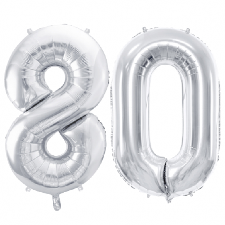 Balony foliowe Cyfra 80 - 86 cm - Srebrny