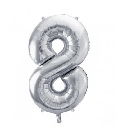 Balony foliowe Cyfra 80 - 86 cm - Srebrny