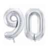 Balony foliowe Cyfra 90 - 86 cm - Srebrny