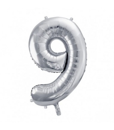 Balony foliowe Cyfra 90 - 86 cm - Srebrny